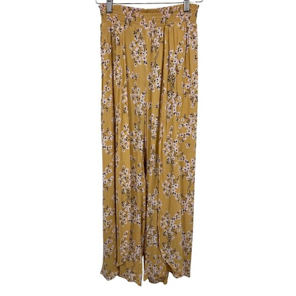 Billabong Pants - Billabong Women Yellow Floral Wide Leg Pant Size Small S Stretch Layer New